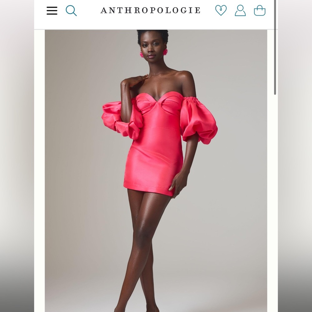 Anthropologie Audette Off The Shoulder Puff Sleeve Mini Dress
